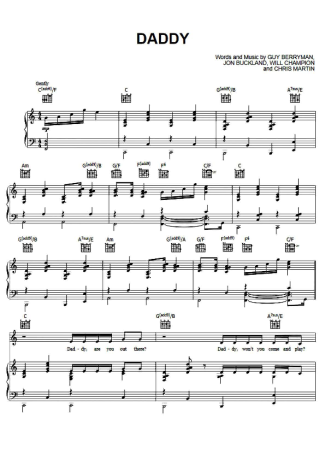 Coldplay Daddy score for Piano