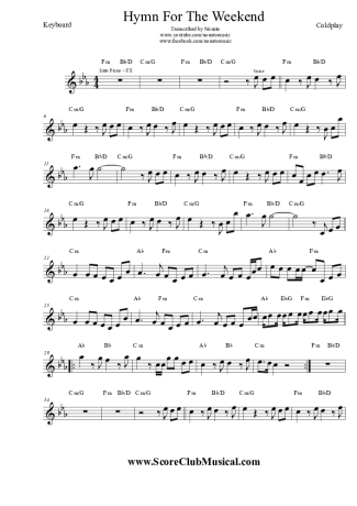 Coldplay  score for Keyboard