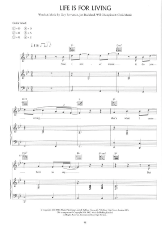 Coldplay Life Is For Living score for Piano