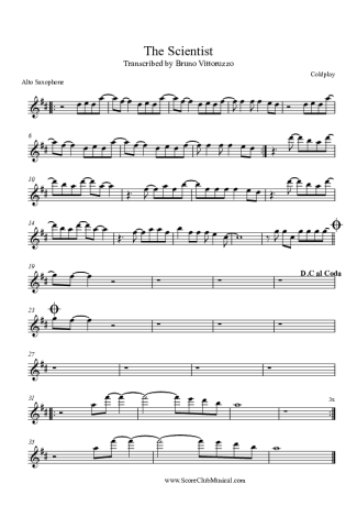 Coldplay The Scientist score for Alto Saxophone