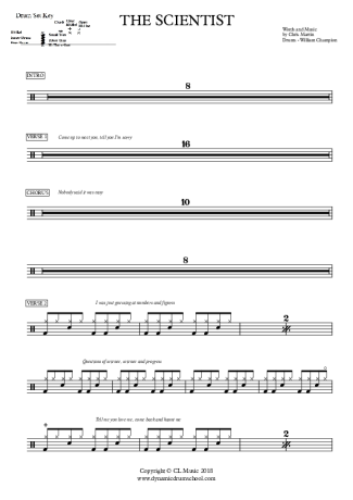 Coldplay The Scientist score for Drums