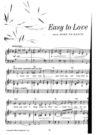 Cole Porter Easy To Love score for Piano