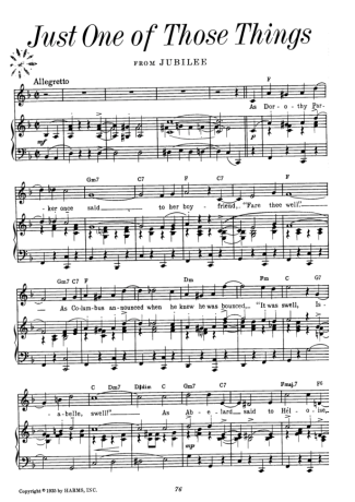 Cole Porter Just One Of Those Things score for Piano