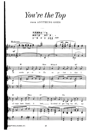 Cole Porter You're The Top score for Piano