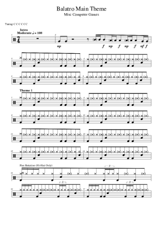 Computer Soundtracks Balatro Main Theme score for Drums