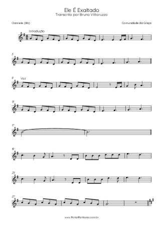 Comunidade da Graça Ele É Exaltado score for Clarinet (Bb)