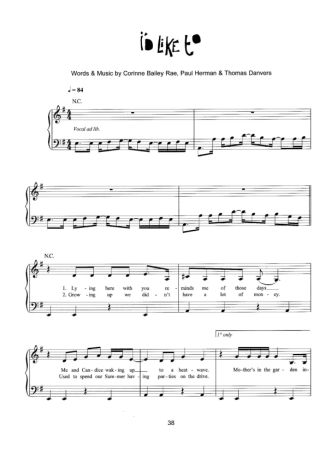 Corinne Bailey Rae Id Like To score for Piano