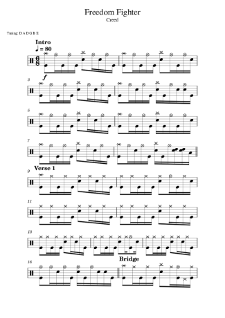 Creed Freedom Fighter score for Drums