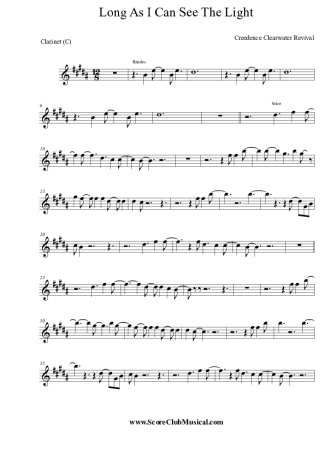 Creedence Clearwater Revival Long As I Can See The Light score for Clarinet (C)