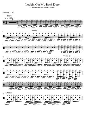 Creedence Clearwater Revival Lookin Out My Back Door score for Drums