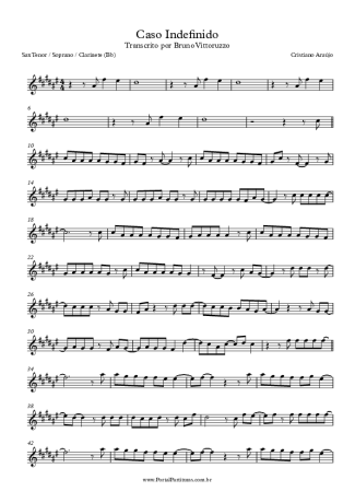 Cristiano Araújo Caso Indefinido score for Clarinet (Bb)