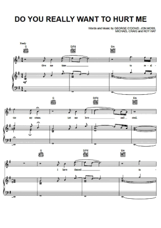 Culture Club Do You Really Want To Hurt Me score for Piano