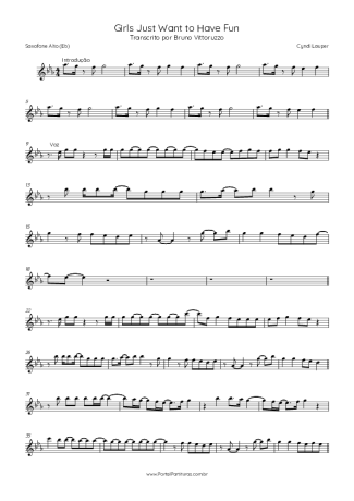 Cyndi Lauper Girls Just Want To Have Fun score for Alto Saxophone
