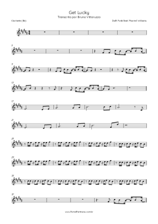Daft Punk Get Lucky (feat. Pharrell Williams and Nile Rodgers) score for Clarinet (Bb)