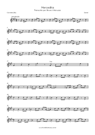 Daniel Mercedita (feat. Perla) score for Clarinet (Bb)