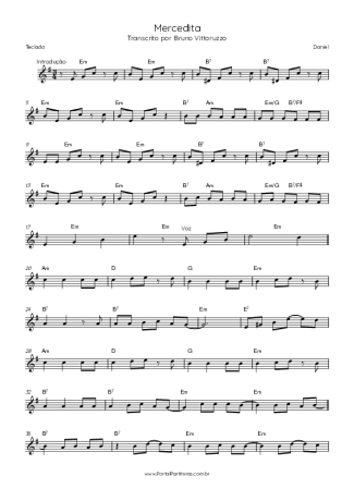 Daniel Mercedita (feat. Perla) score for Keyboard