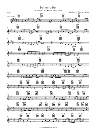 Davi Sacer e Trazendo a Arca Senhor E Rei score for Acoustic Guitar