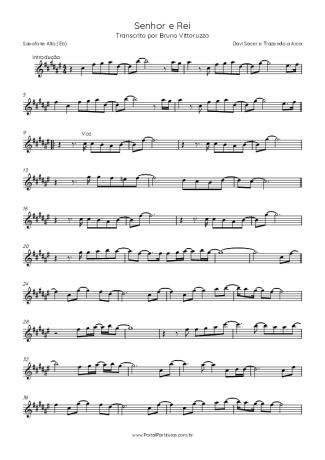 Davi Sacer e Trazendo a Arca Senhor E Rei score for Alto Saxophone