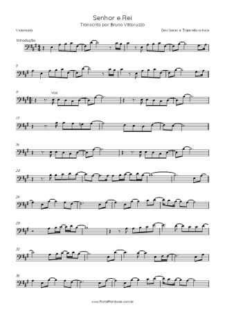 Davi Sacer e Trazendo a Arca Senhor E Rei score for Cello
