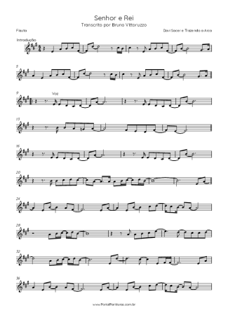 Davi Sacer e Trazendo a Arca Senhor E Rei score for Flute