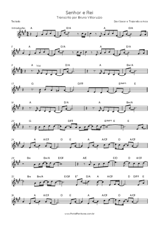 Davi Sacer e Trazendo a Arca Senhor E Rei score for Keyboard