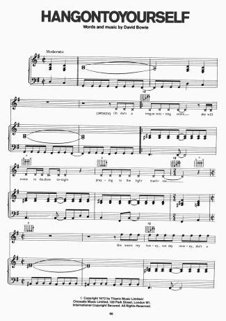 David Bowie Hang Onto Yourself score for Piano