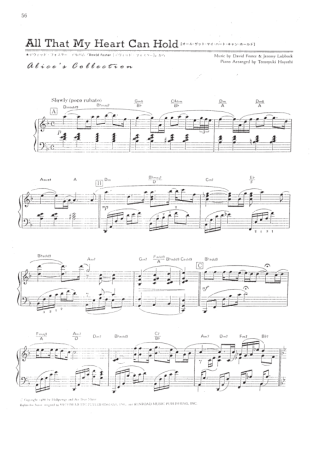 David Foster All That My Heart Can Hold score for Piano