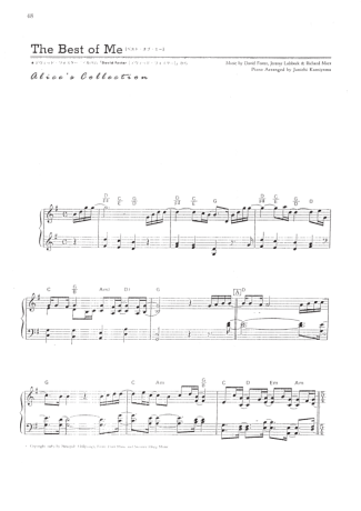 David Foster The Best Of Me score for Piano