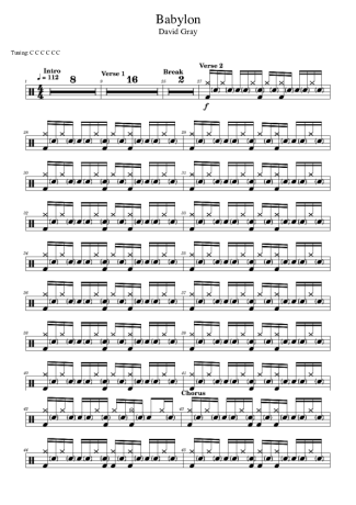 David Gray Babylon score for Drums