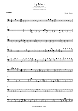 David Guetta Hey Mama score for Trombone