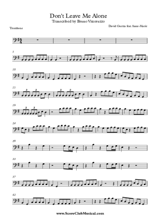 David Guetta feat Anne-Marie Don´t Leave Me Alone score for Trombone