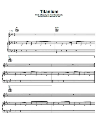 David Guetta feat Sia  score for Piano