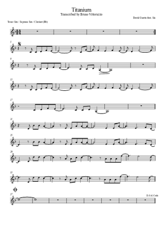 David Guetta feat Sia Titanium score for Tenor Saxophone Soprano (Bb)