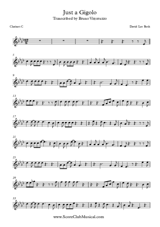 David Lee Roth Just a Gigolo score for Clarinet (C)