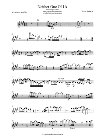 David Sanborn Neither One Of Us score for Alto Saxophone
