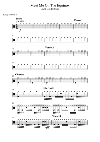 Death Cab for Cutie Meet Me On The Equinox score for Drums