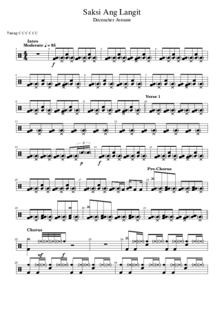 December Avenue Saksi Ang Langit score for Drums