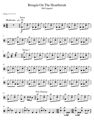 Def Leppard Bringin´ On The Heartbreak score for Drums