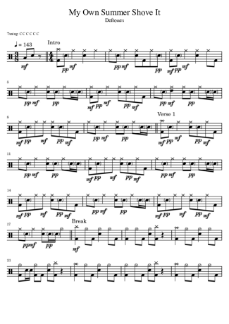 Deftones My Own Summer Shove It score for Drums