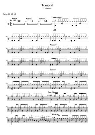 Deftones Tempest score for Drums