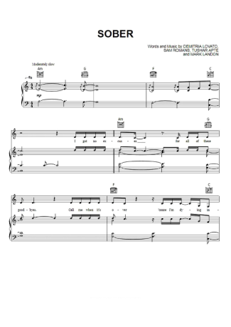 Demi Lovato Sober score for Piano