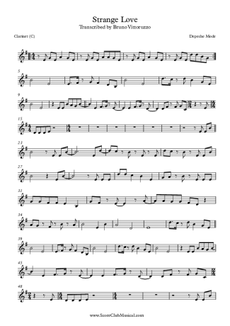 Depeche Mode Strangelove score for Clarinet (C)