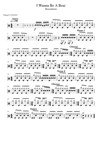 Descendents I Wanna Be A Bear score for Drums