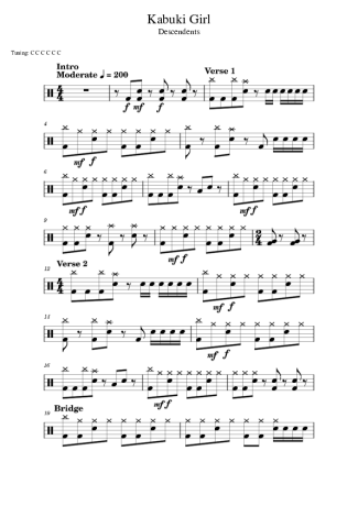 Descendents Kabuki Girl score for Drums