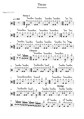Descendents Theme score for Drums
