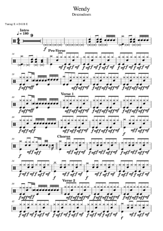 Descendents Wendy score for Drums