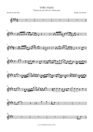 Desejo de Menina Vida Vazia score for Alto Saxophone