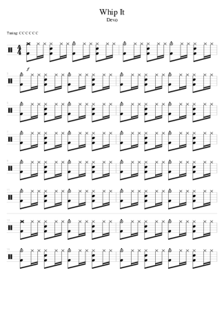 Devo Whip It score for Drums