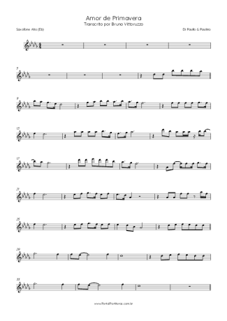 Di Paullo e Paulino Amor De Primavera score for Alto Saxophone