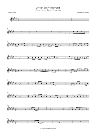 Di Paullo e Paulino Amor De Primavera score for Clarinet (Bb)